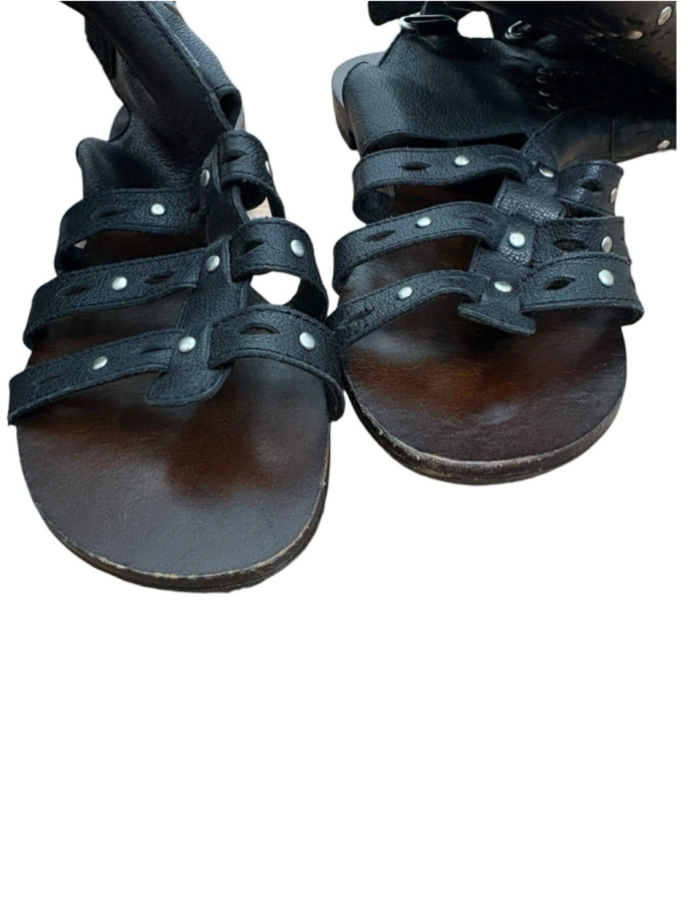 ASH Black Leather Cutout Gladiator Sandals Knee High Flat Sandals US 7 Rare - Picture 6 of 11